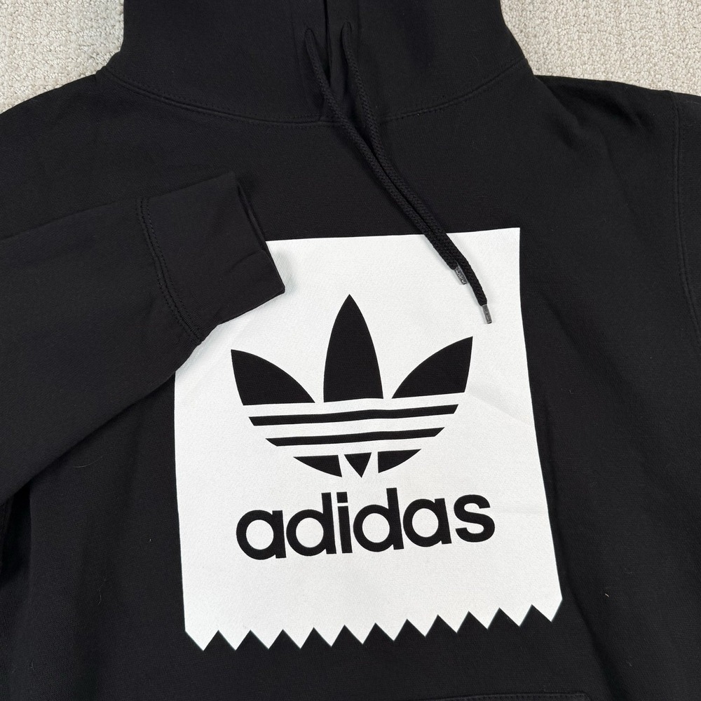 Adidas Men's Medium Black Trefoil Fleece Lined Pullover Hoodie Sweatshirt